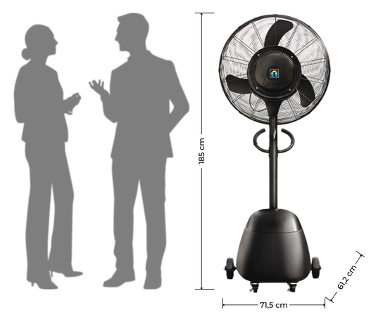 Wentylator stojący zewnętrzny z funkcją mgiełki do 40m2 z UV Star Bruma