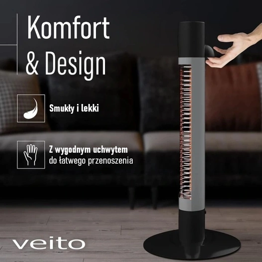 Promiennik podczerwieni przenośny Veito CH1200 RT z pilotem, czarny