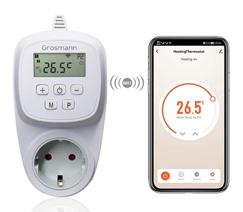 Gniazdkowy termostat GT40 Wi-Fi programowalny regulator temperatury Grosmann 