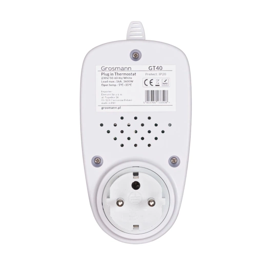 Termostat gniazdkowy Grosmann GT40 programowalny z f-cją otwartych okien