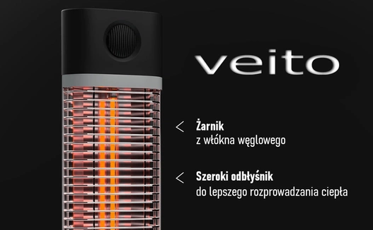 Promiennik podczerwieni przenośny Veito CH1200 RT z pilotem, czarny